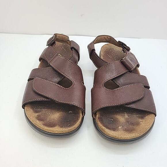 SAS Huggy Tripad Comfort Brown Leather Sandals Adj Straps USA Made Women Sz 8 - Picture 3 of 10